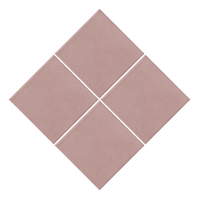 Azulejo 10.5cm Artesanal Tipo Talavera Liso 90pz Rosa Empolvado - Mate