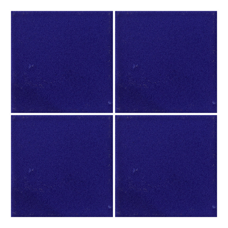 Azulejo 10.5cm Artesanal Tipo Talavera Liso 90pz Azul Cobalto - Mate