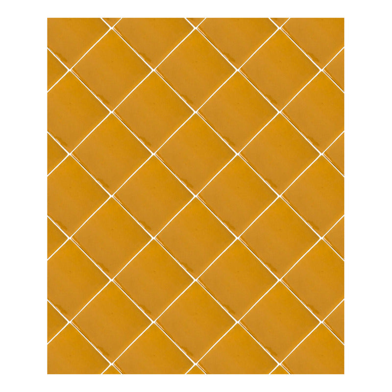 Azulejo 10.5cm Artesanal Talavera Liso 90pz Colores Amarillo Mostaza