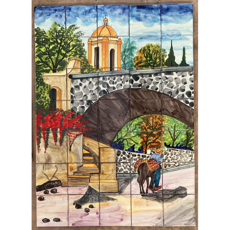 Mural 35pz Azulejo Artesanal Tipo Talavera Liso #m035-69 M035-69