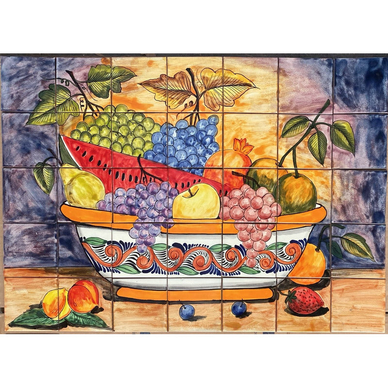 Mural 35pz Azulejo Artesanal Tipo Talavera Liso #m035-115 M035-115