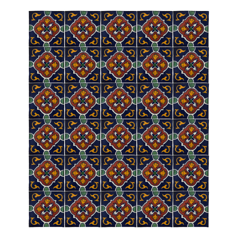 Azulejo 10.5cm Artesanal Tipo Talavera Liso 90pz #acln-38