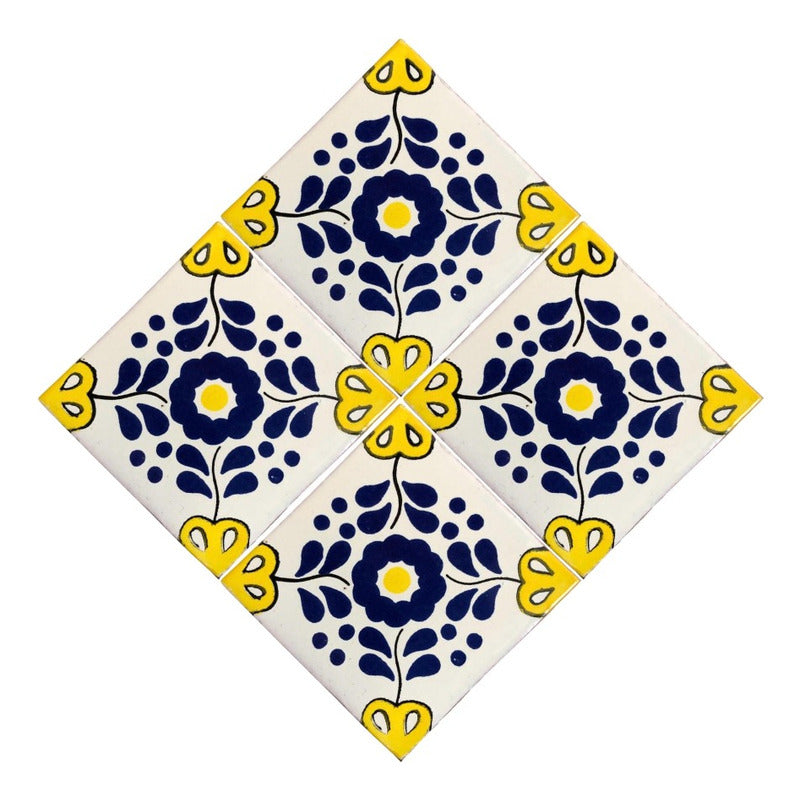 Azulejo 10.5cm Artesanal Talavera Liso 90pz #acln-36