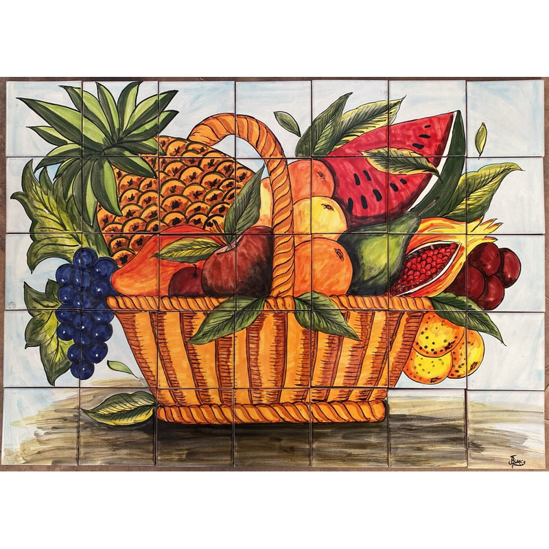 Mural 35pz Azulejo Artesanal Tipo Talavera Liso #m035-96 M035-96.05