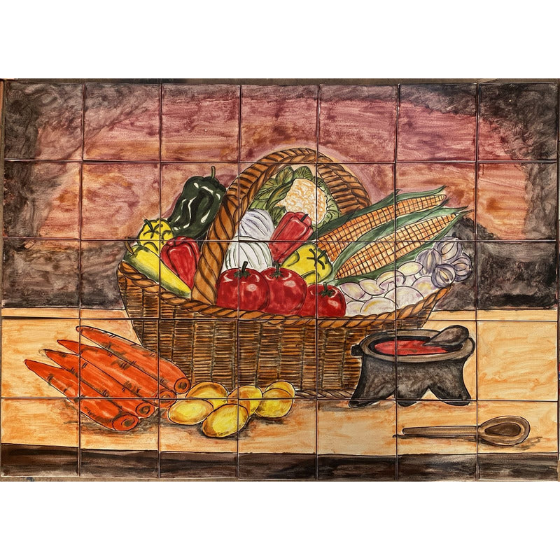 Mural 35pz Azulejo Artesanal Tipo Talavera Liso #m035-111 M035-111