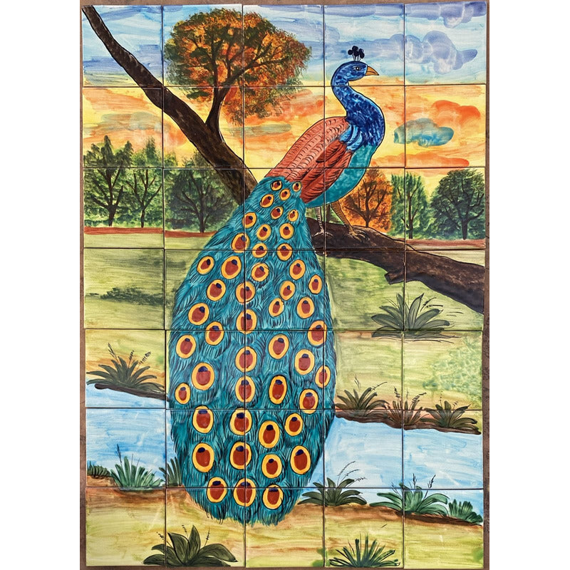 Mural 35pz Azulejo Artesanal Tipo Talavera Liso #m035-118 M035-118.05