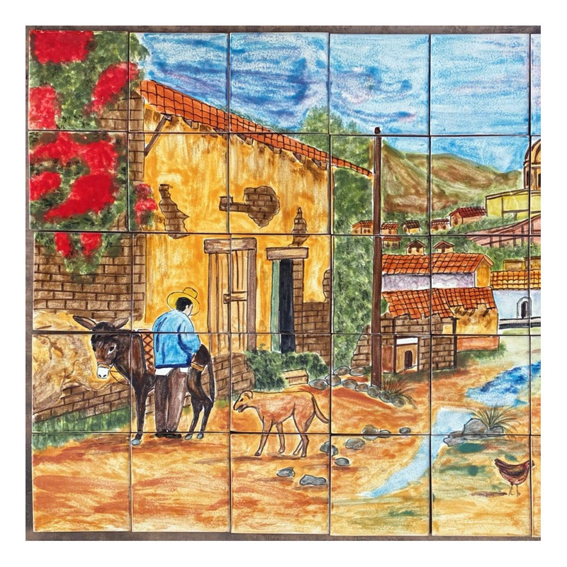 Mural 35pz Azulejo Artesanal Tipo Talavera Liso #m035-54 M035-54