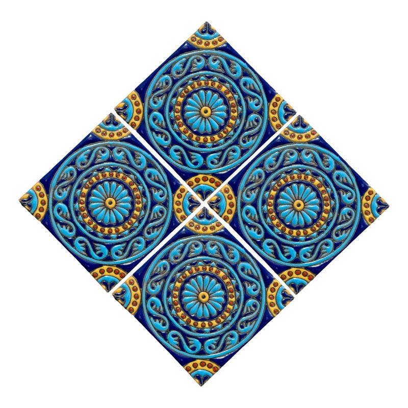 Azulejo Artesanal Tipo Talavera Relieve 90pz #acrs-01