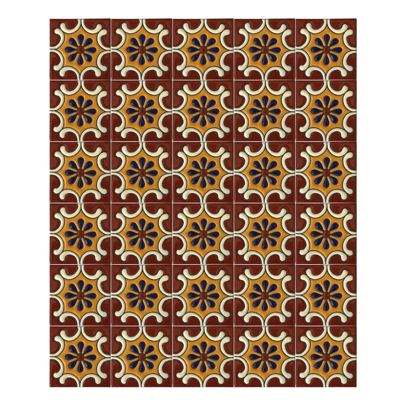 Azulejo 11cm Artesanal Tipo Talavera Relieve 90pz #acrs-32