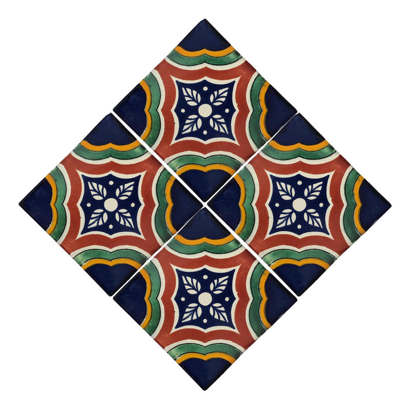 Azulejo 10.5cm Artesanal Tipo Talavera Liso 90pz #acln-40