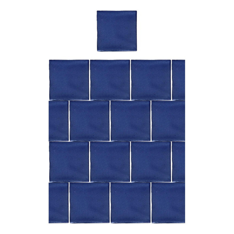 Azulejo 15.5cm Artesanal Talavera Liso 44pz Azul Mezclilla