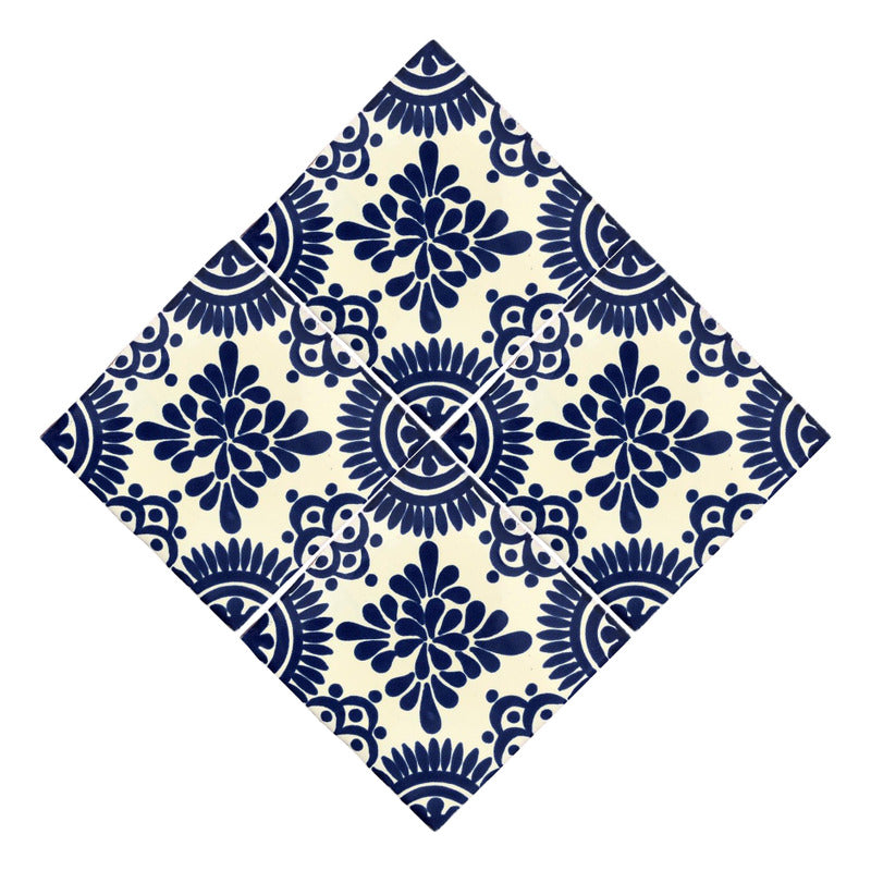 Azulejo 10.5cm Artesanal Tipo Talavera Liso 90pz #acls-60