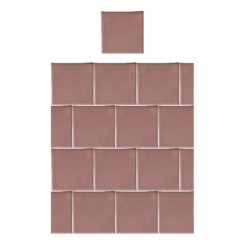 Azulejo 15.5cm Artesanal Talavera Liso 44pz Rosa Carne