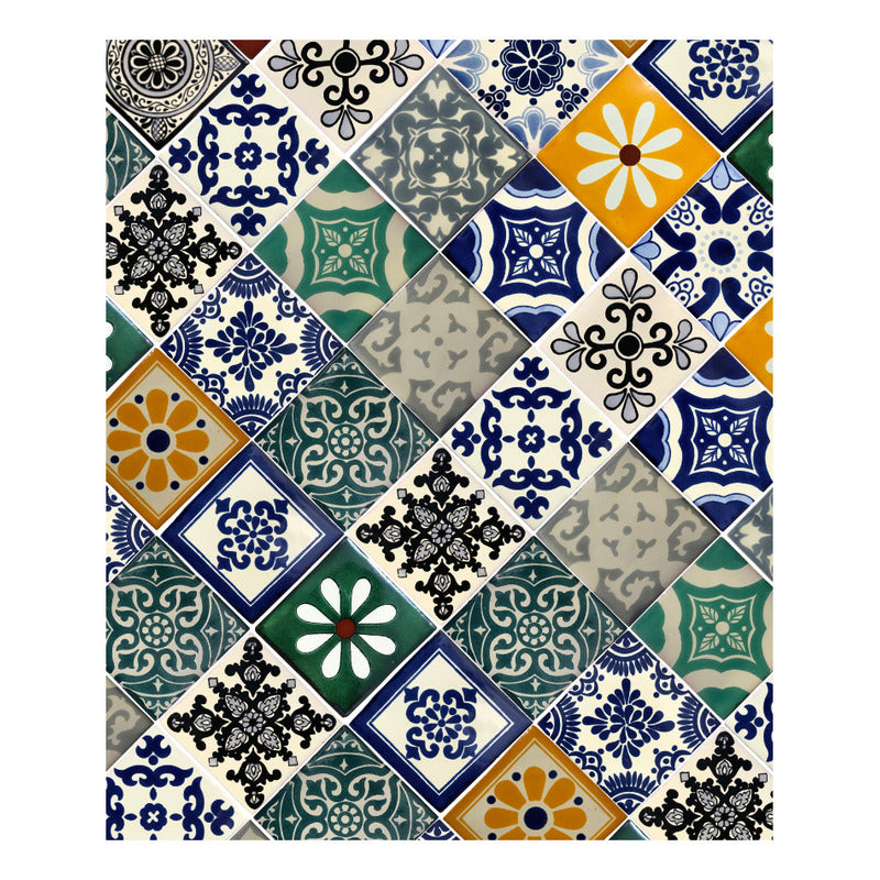 Azulejo 10.5cm Artesanal Tipo Talavera Liso 90pz Surtido S24