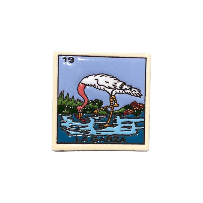 Lotería Azulejo Artesanal Tipo Talavera Relieve 1pz #alrn01 La Garza