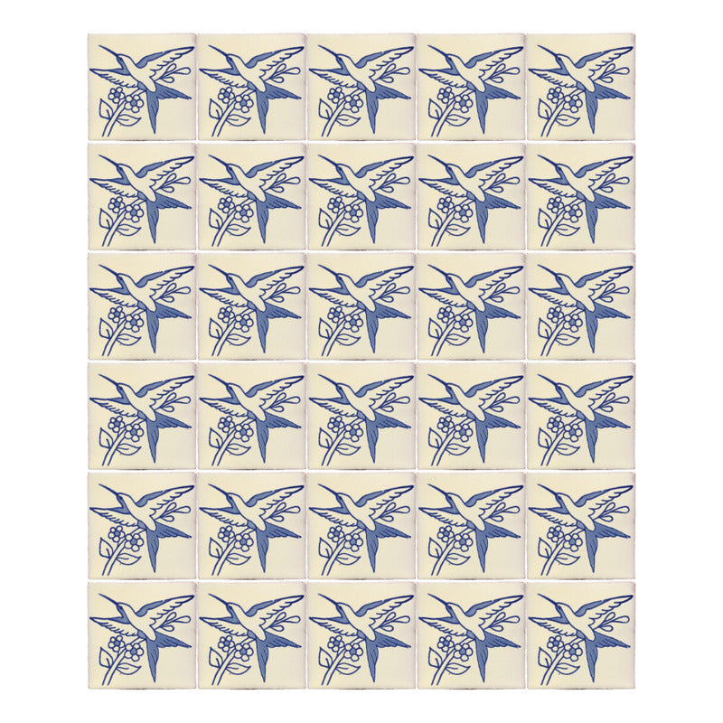 Azulejo 10.5cm Artesanal Tipo Talavera Liso 90pz #acls Acls-125