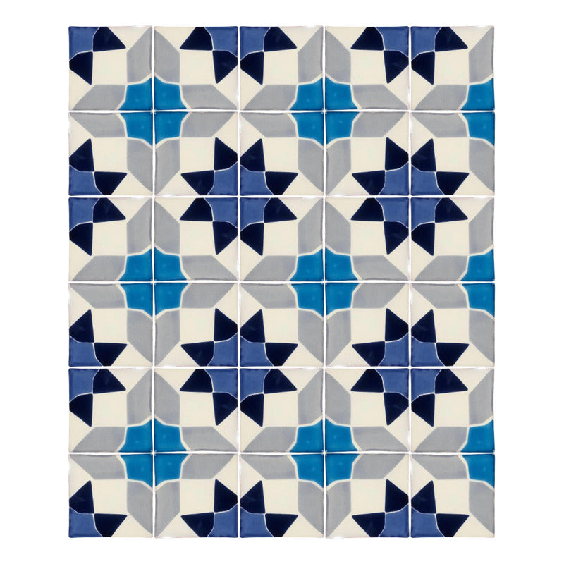 Azulejo 10.5cm Artesanal Tipo Talavera Liso 90pz #acln-58
