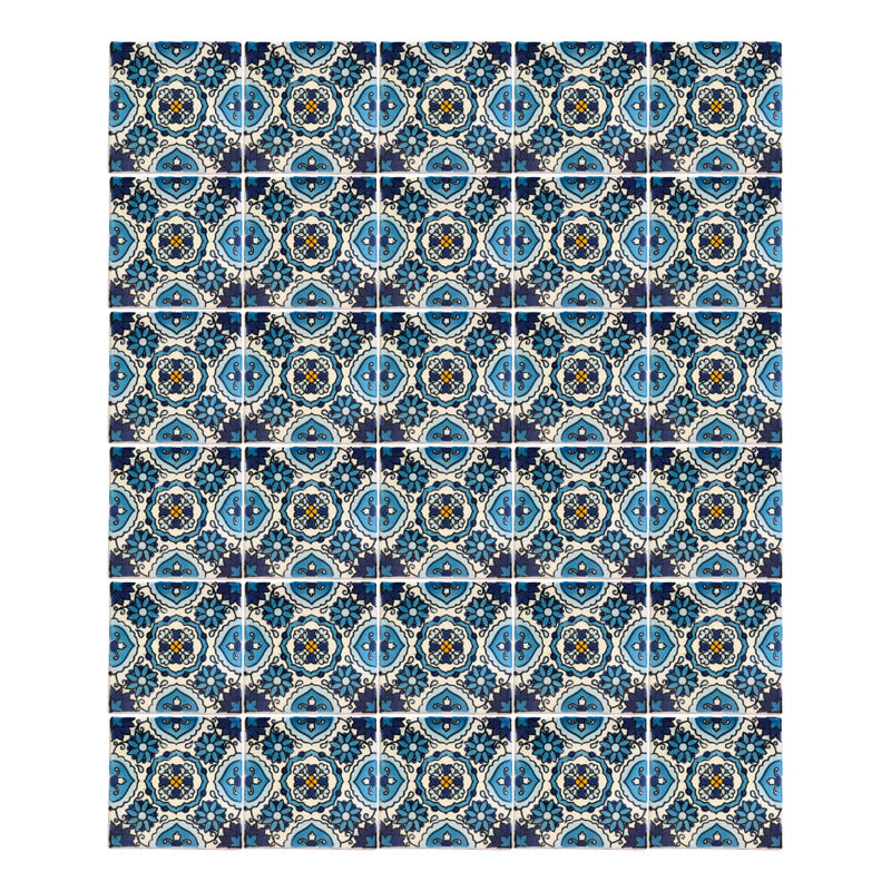 Azulejo 10.5cm Artesanal Tipo Talavera Liso 90pz #acln-50