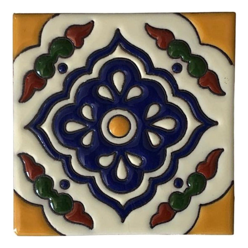 Azulejo 11cm Artesanal Talavera Relieve 90pz #acrs-14