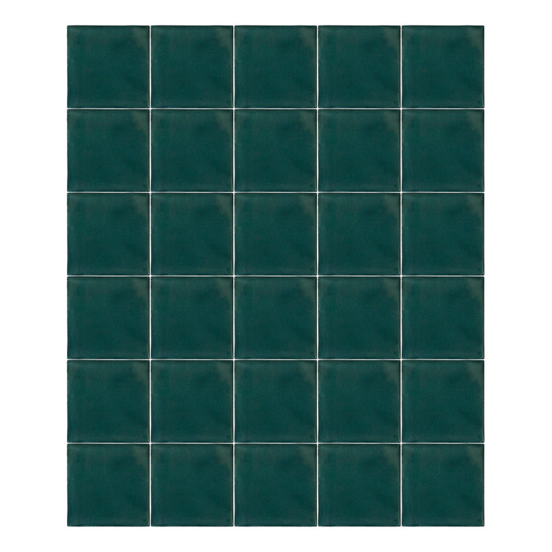 Azulejo Artesanal Talavera Liso 90pz Colores Verde Pavo Sobre Blanco