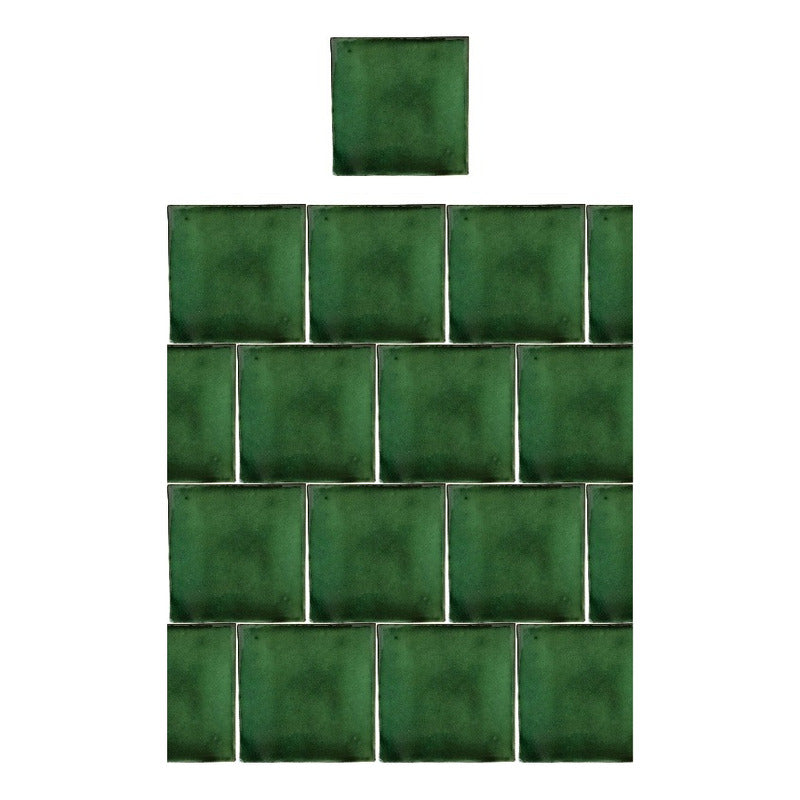 Azulejo 15.5cm Artesanal Talavera Liso 44pz Verde S/blanco
