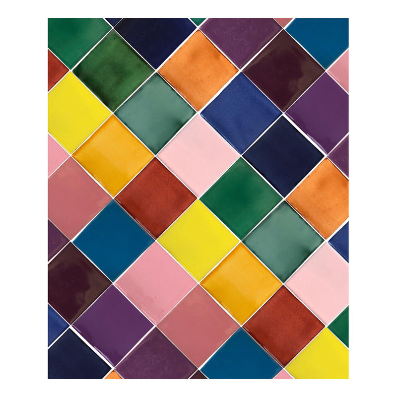 Azulejo 10.5cm Artesanal Tipo Talavera Liso 90pz Surtido S14