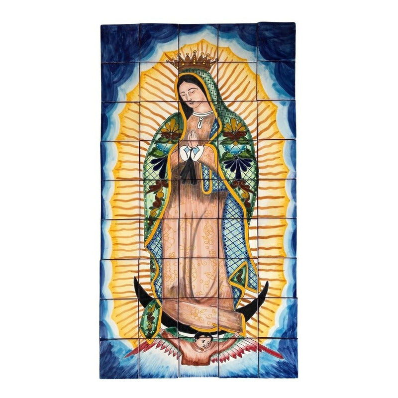 Mural 40pz Azulejo Artesanal Tipo Talavera Liso #m040-03