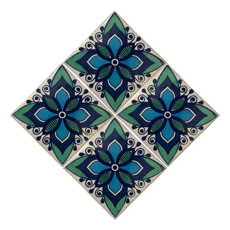 Azulejo 10.5cm Artesanal Tipo Talavera Liso 90pz #acln-31
