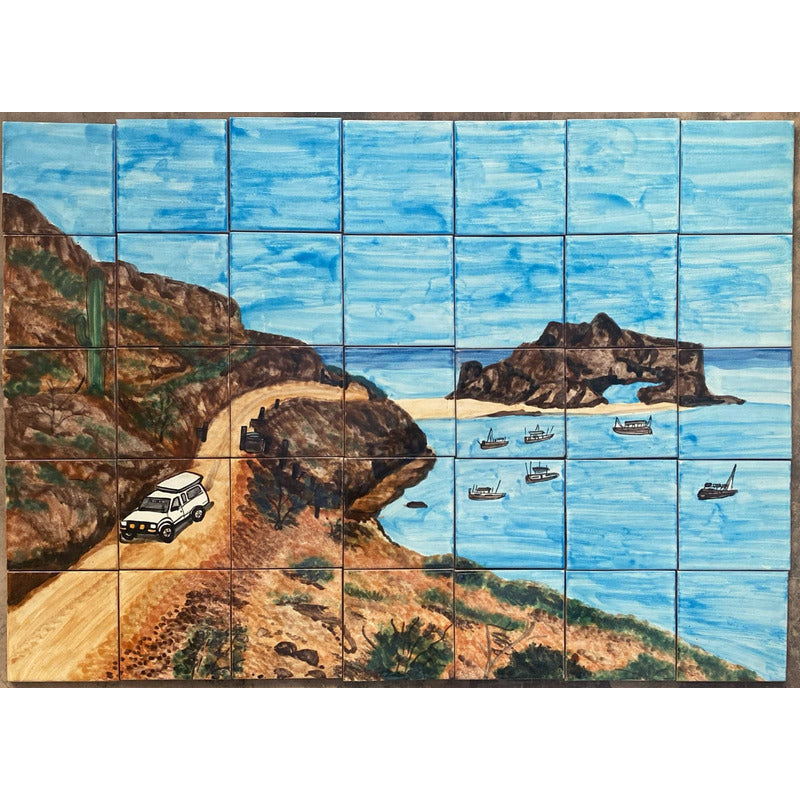 Mural 35pz Azulejo Artesanal Tipo Talavera Liso #m035-71 M035-71