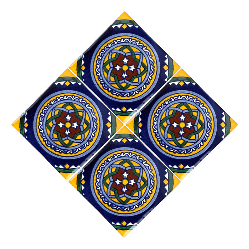 Azulejo 10.5cm Artesanal Tipo Talavera Liso 90pz #acln-51