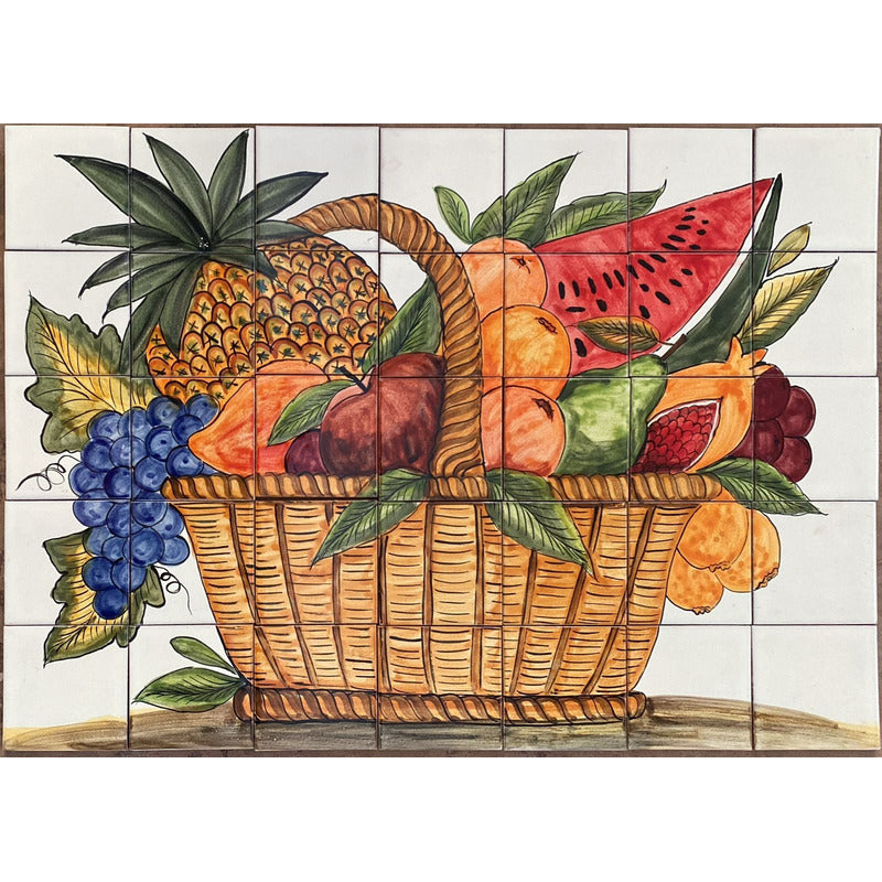 Mural 35pz Azulejo Artesanal Tipo Talavera Liso #m035-96 M035-96.04