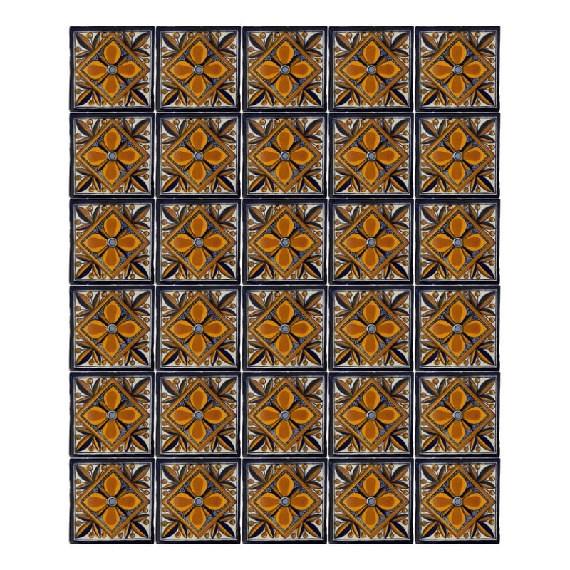 Azulejo 10.5cm Artesanal Talavera Liso 90pz #acln-28