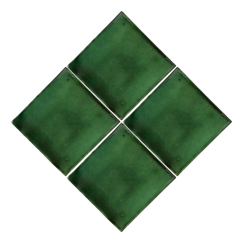 Azulejo Artesanal Talavera Liso 90pz Colores Verde Sobre Blanco