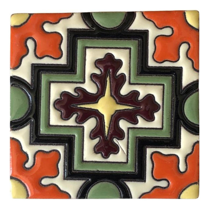 Azulejo 11cm Artesanal Talavera Relieve 90pz #acrs-41