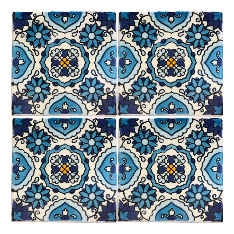 Azulejo 10.5cm Artesanal Tipo Talavera Liso 90pz #acln-50