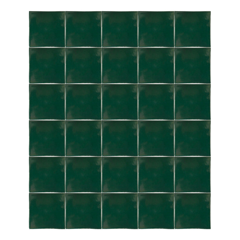 Azulejo Artesanal Talavera Liso 90pz Verde Brillante