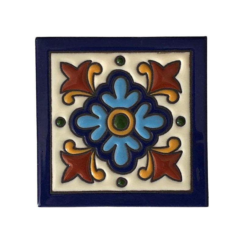 Azulejo 11cm Artesanal Tipo Talavera Relieve 70pz #acrs Acrs-23