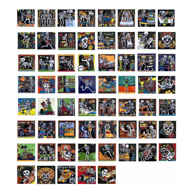 Azulejo 11cm Artesanal Tipo Talavera Relieve 90pz #acre Surtido Acre