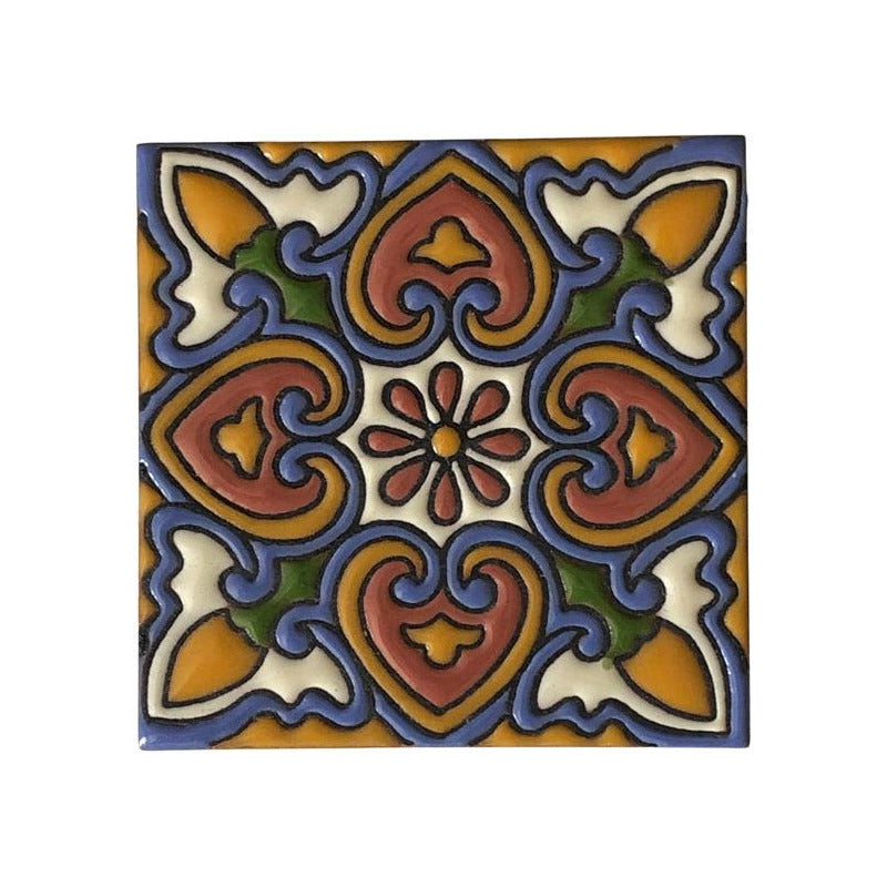 Azulejo 11cm Artesanal Tipo Talavera Relieve 50pz #acrs Acrs-11