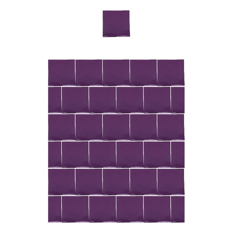 Azulejo 15.5cm Artesanal Talavera Liso 44pz Colores Lila