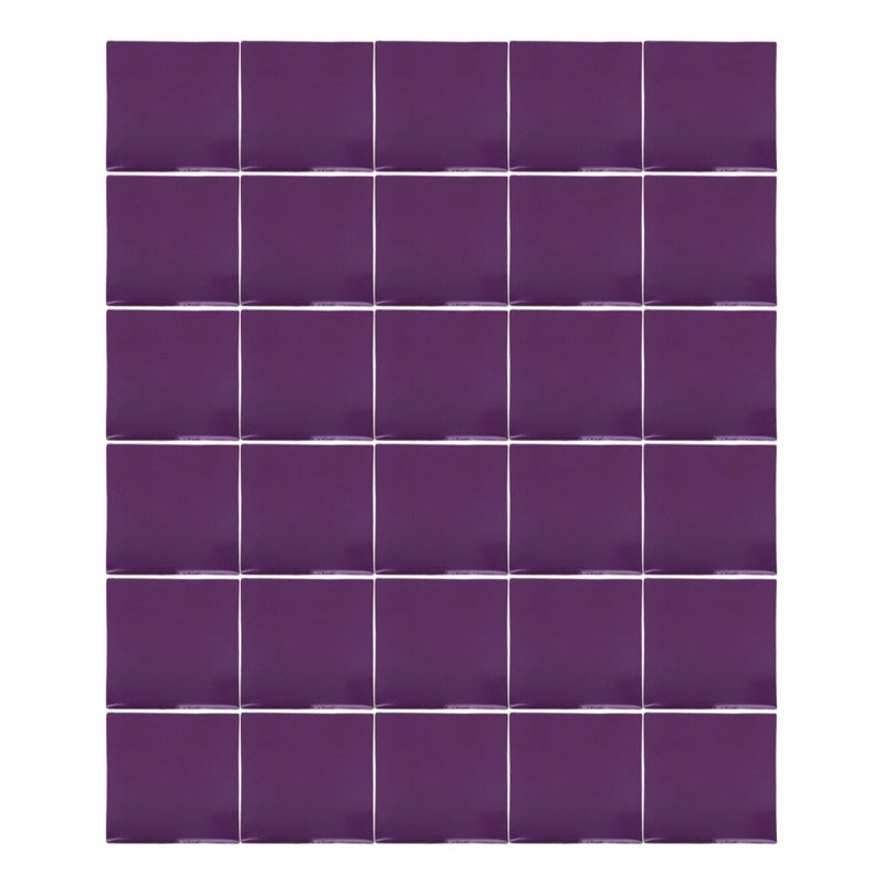 Azulejo 10.5cm Artesanal Tipo Talavera Liso 90pz Lila Normal