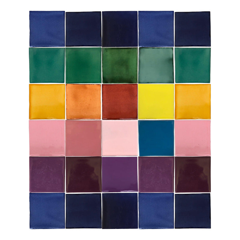 Azulejo 10.5cm Artesanal Tipo Talavera Liso 90pz Surtido S06