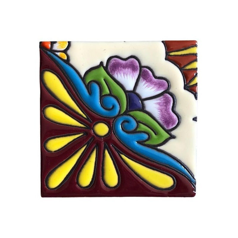 Mural 12pz Azulejo Artesanal Tipo Talavera Relieve #m012-05