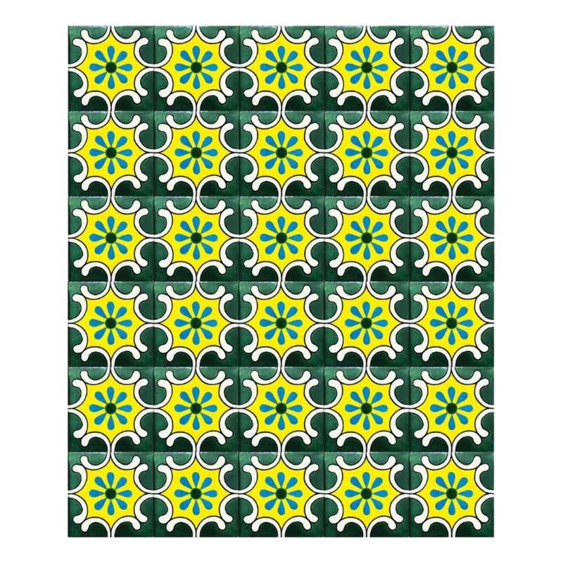 Azulejo 10.5cm Artesanal Tipo Talavera Liso 90pz #acln Acln-53