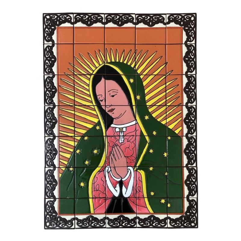 Mural 35pz Azulejo Artesanal Tipo Talavera Relieve #m035-02