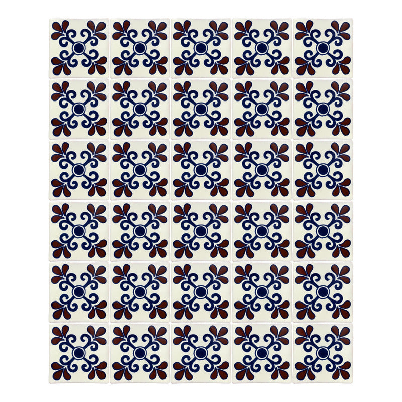 Azulejo 10.5cm Artesanal Tipo Talavera Liso 90pz #acls Acls-99