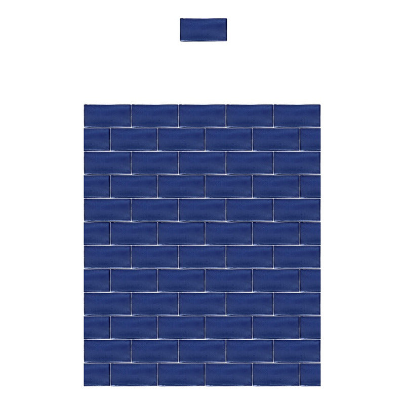 Azulejo 5cmx10cm Artesanal Talavera Liso 200pz Azul Mezclill