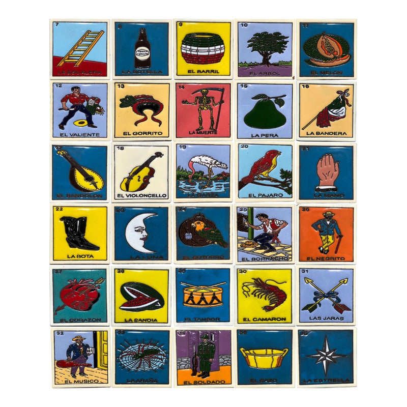 Lotería Azulejo Artesanal Tipo Talavera Relieve 1pz #alrn01 La Garza