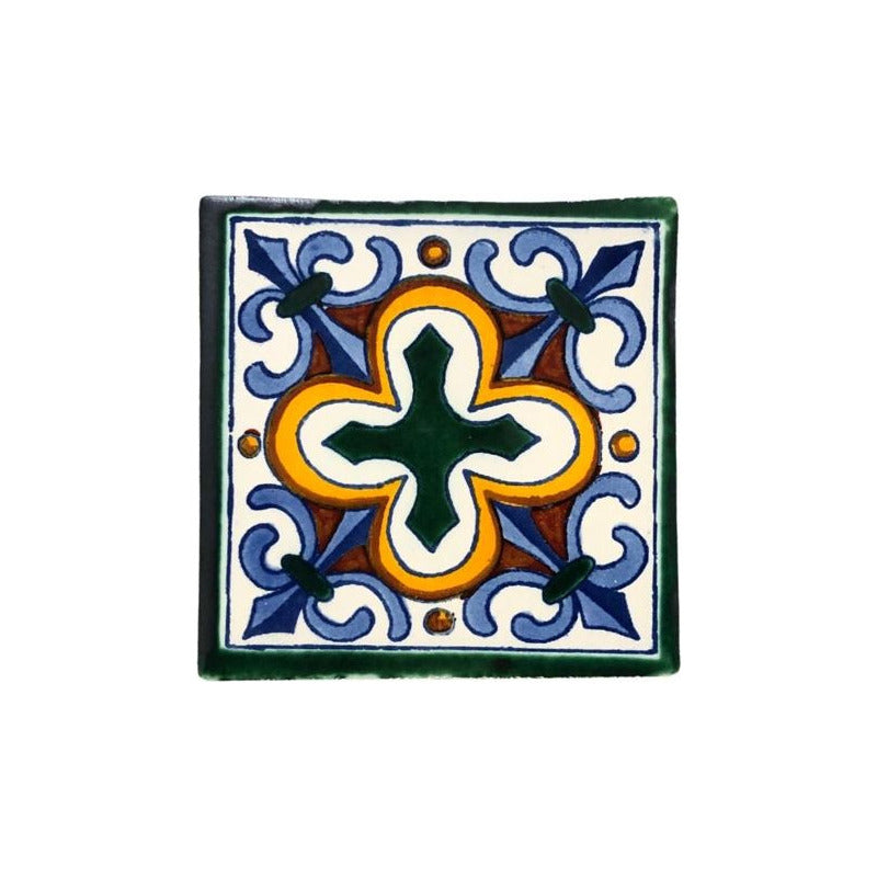 Azulejo 10.5cm Artesanal Tipo Talavera Liso 90pz #acln Acln-43