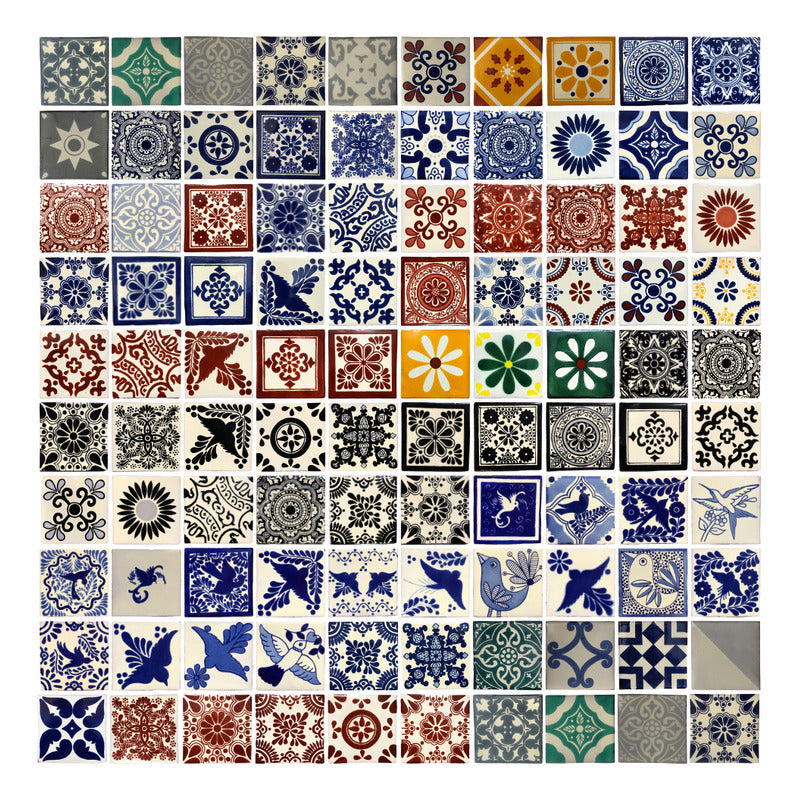 Azulejo 10.5cm Artesanal Talavera Liso 90pz #acls Acls